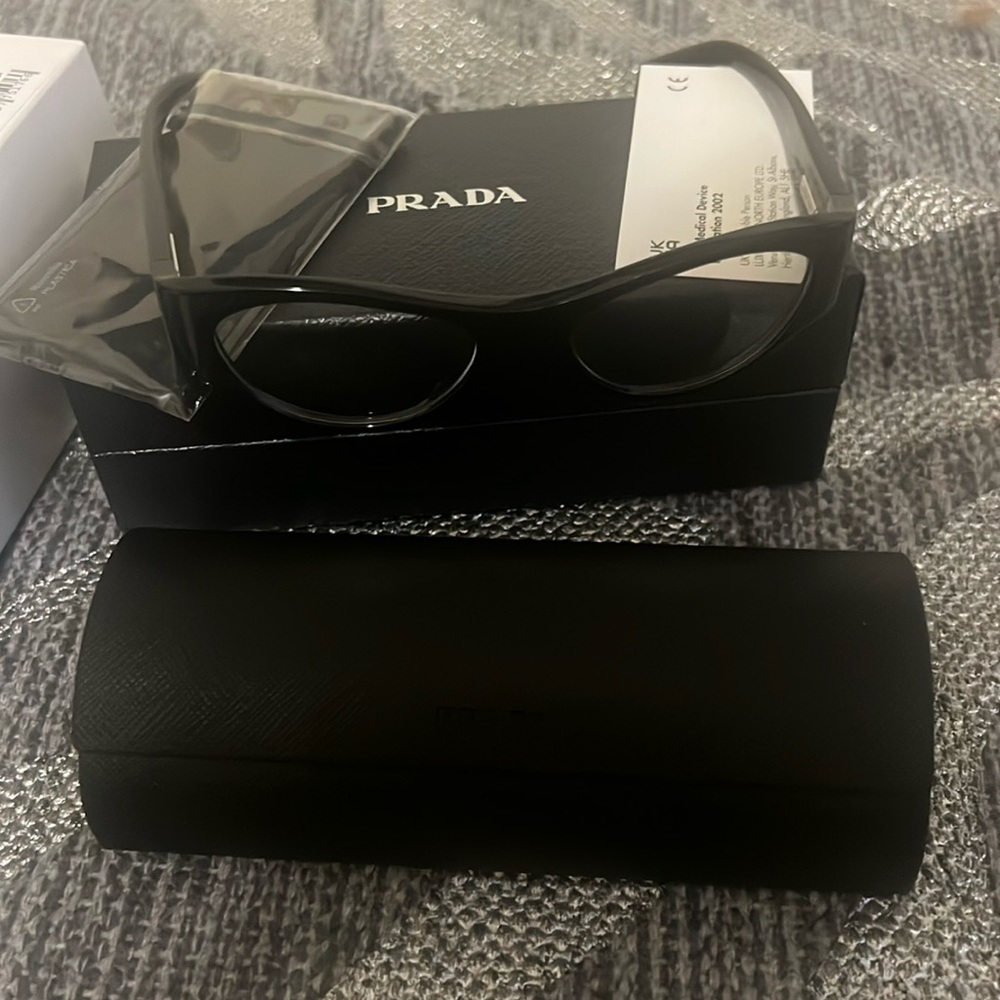 NIB authentic Prada glasses demo lens black frame